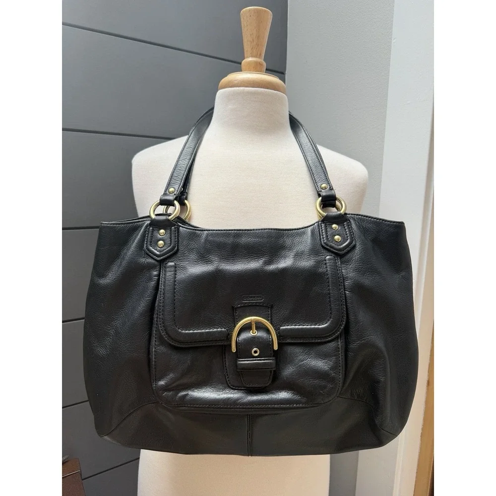 Coach F24961 Campbell Carryall Black Bag POCKETS! Travel Festival Luxury Hobo - Picture 1 of 13